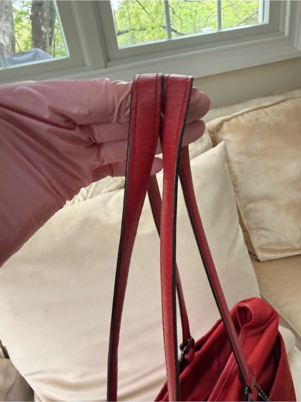 Coach Red Tote Bag F57903 with Leather Trim - Picture 8 of 13